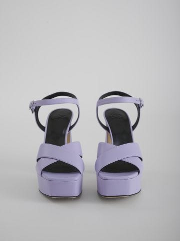 Lilac sandals with sculpted heel