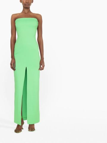 Bysha green long dress with bare shoulders