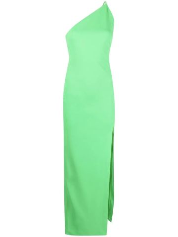 Petch green one-shoulder long dress