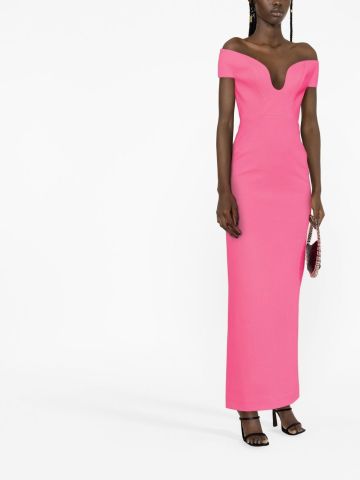Marlowe pink evening dress with open shoulders