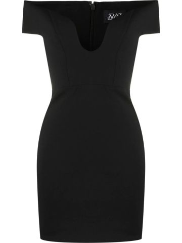 Lola black short dress with open shoulders