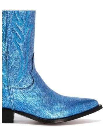 Santa Fe blue laminated cowboy boots