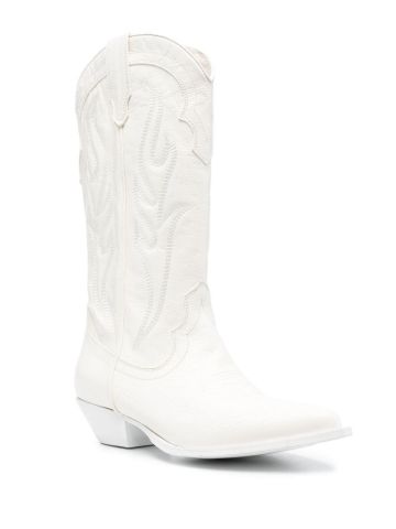 40mm white western-style leather boots