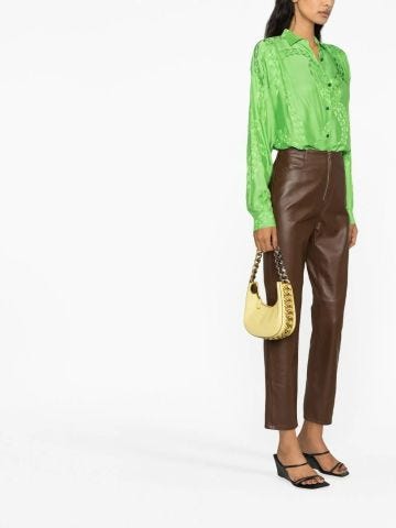 Green long-sleeved shirt with chain print