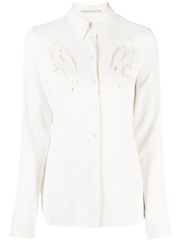 White long-sleeved shirt with cut-out