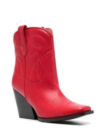 Red Texan ankle boots