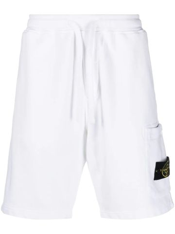 White sports shorts with logo application