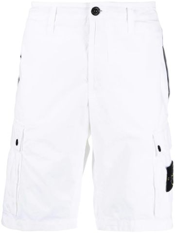 White Cargo Bermuda shorts with Compass appliqué
