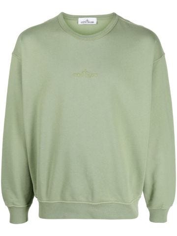 Sage green sweatshirt with logo embroidery