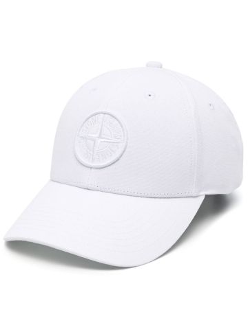 Cappello bianco da baseball con motivo Compass