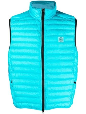 Turquoise padded waistcoat with Compass application