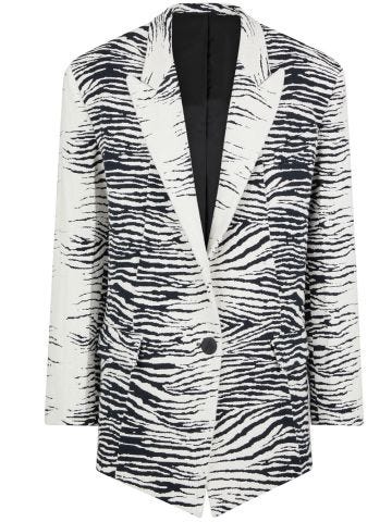Glen multicolor single-breasted blazer with animal print