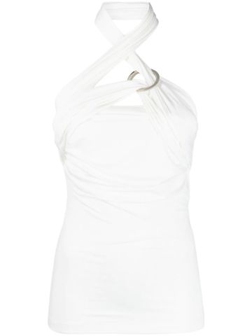 White draped top with back neckline