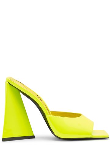 Devon fluo yellow mules with sculpted heel