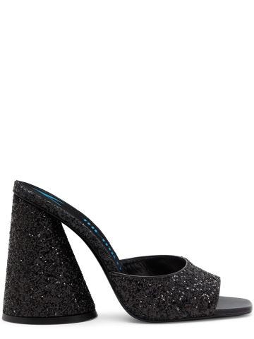 Black Luz mules with sequins and round heel