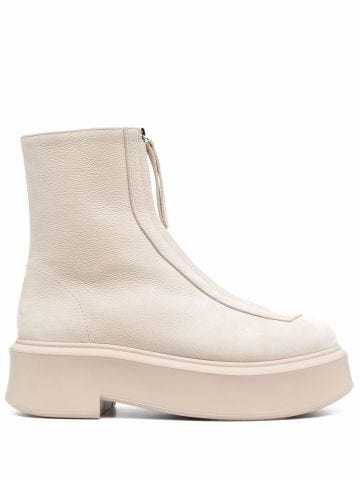 Beige ankle boots with platform