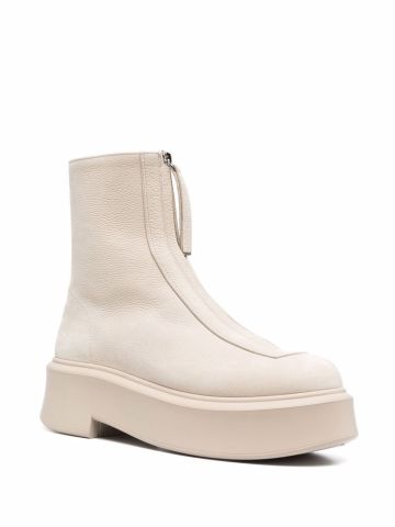 Beige ankle boots with platform