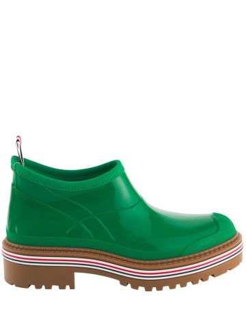 Green rubber ankle boots with round toe