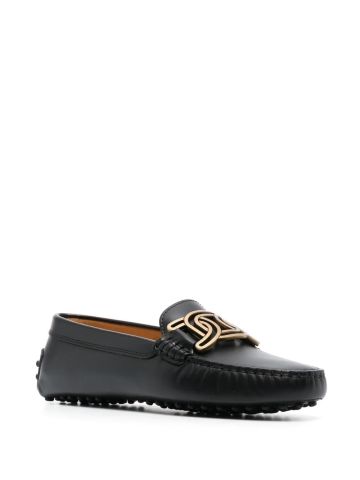Kate black loafers with logo plaque