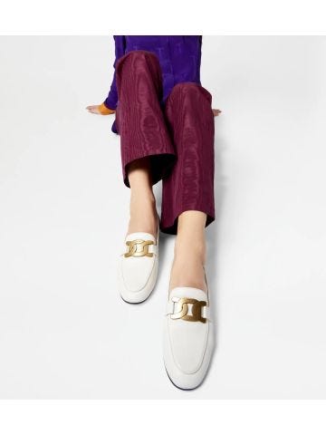 Kate white leather loafer