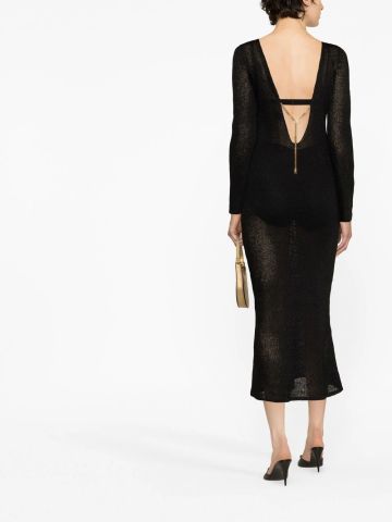 Black knitted midi dress with back neckline
