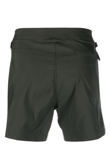 Green slim-fit swimming shorts