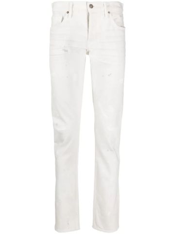 Jeans bianco con effetto vissuto