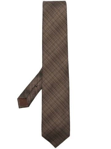 Brown woven design tie
