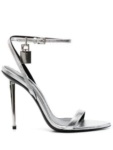 Padlock sandals in metallic silver