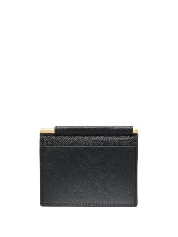 TF black bi-fold wallet with vertical opening