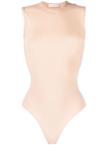 Valentino Nude sleeveless bodysuit with logo embroidery