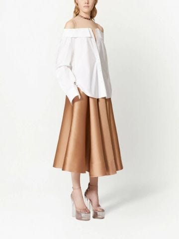 Valentino Satin bronze midi skirt