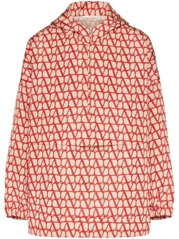 Valentino giacca rossa Toile Iconographe con cappuccio