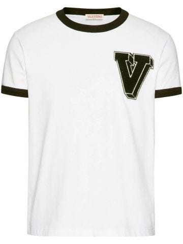Valentino T-shirt V-3D bianca con applicazione