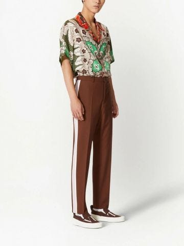 Valentino Brown pants with white side stripe