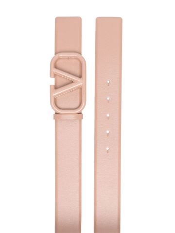 Pink VLOGO leather belt