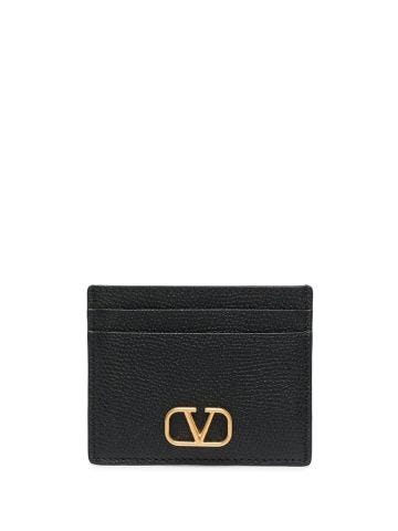 Black compact V-logo card holder