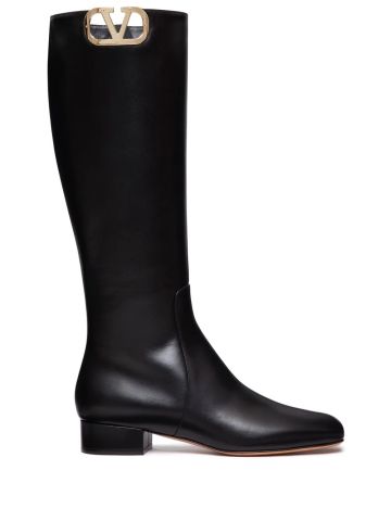 Black VLOGO knee-high boots