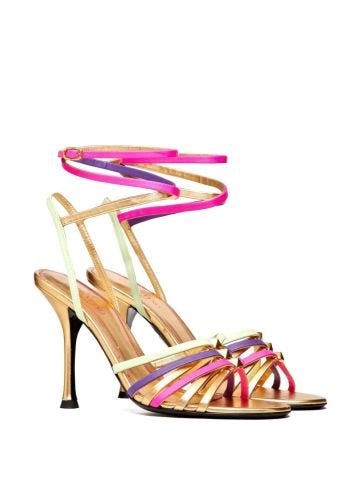 Multicolored sandals with metallic Rockstud strap
