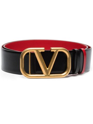Black vlogo signature belt with red interior