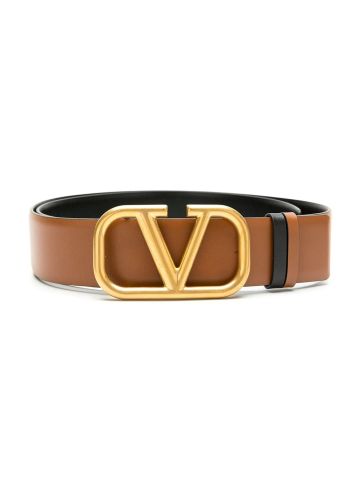 Brown reversible VLOGO belt