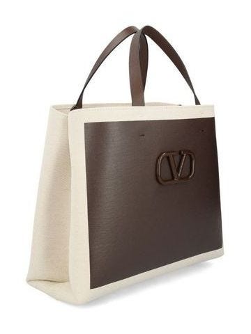 VLOGO Signature brown and white tote bag