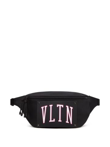 Black VLTN fanny pack with logo application