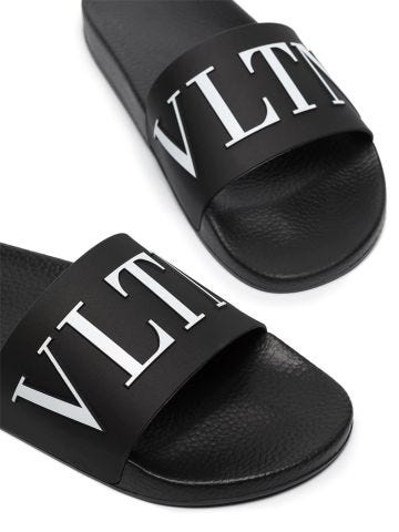 Black logo sandal slides