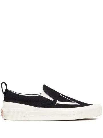 Black laceless trainers with VLTN logo
