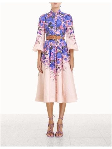High tide buttoned midi dress with floreal print