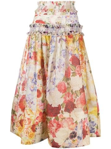 Wonderland floral print midi skirt