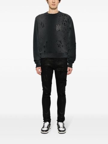 Distressed-effect cotton sweatshirt