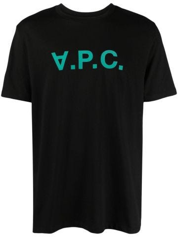 Black T-shirt with green logo print
