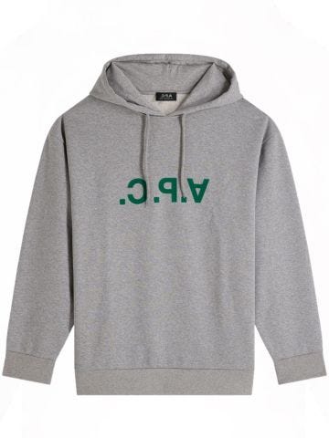Heather grey hoodie with green logo